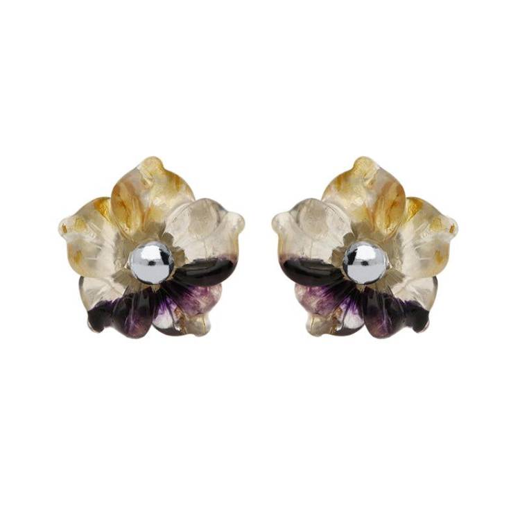 Sterling Silver Blue John Tuberose 8mm Carnation Stud Earrings - Silver