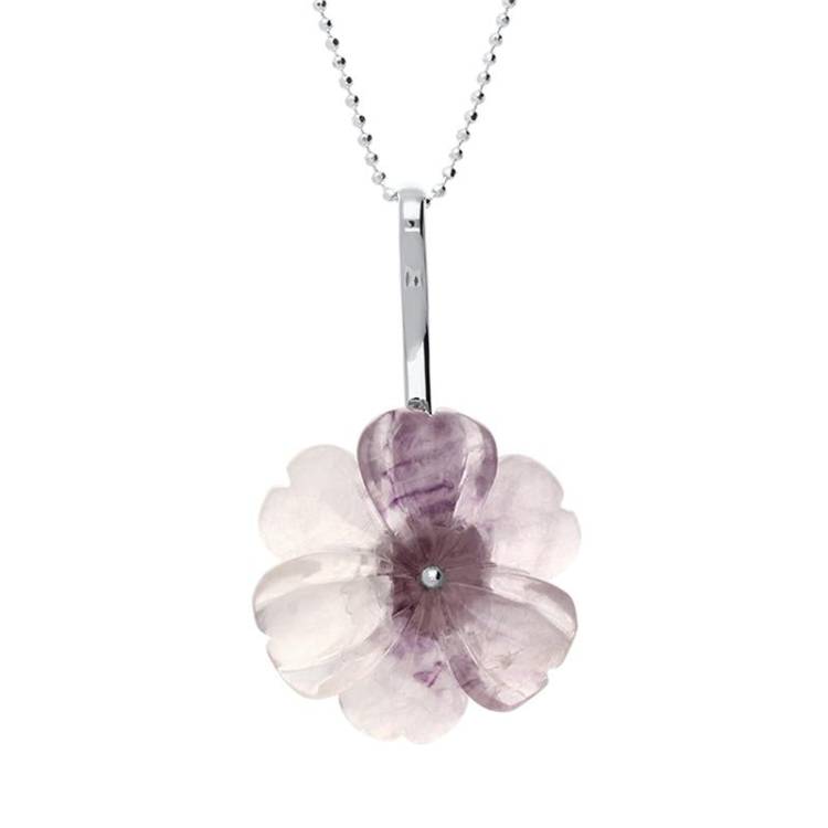 Sterling Silver Blue John Tuberose 27mm Dahlia Necklace