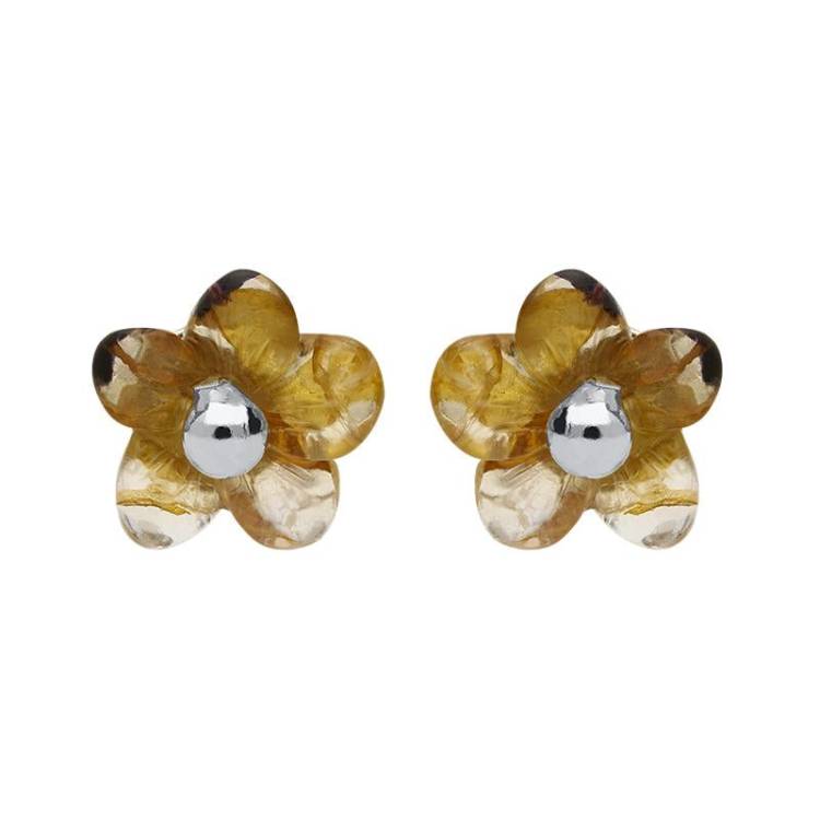 Sterling Silver Blue John Tuberose Pansy 6mm Stud Earrings - Option1 Value Silver