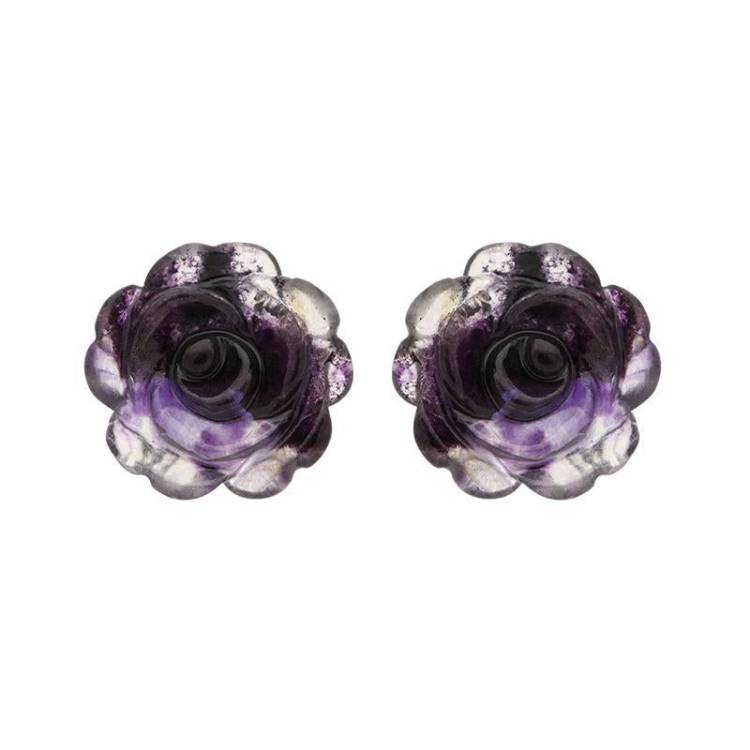 Sterling Silver Blue John Tuberose Rose Large Stud Earrings - Option1 Value Silver