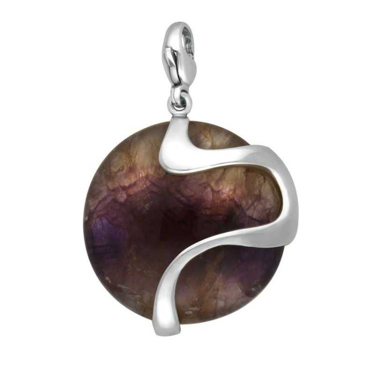Sterling Silver Blue John Wavy Disc Large Charm D - Silver