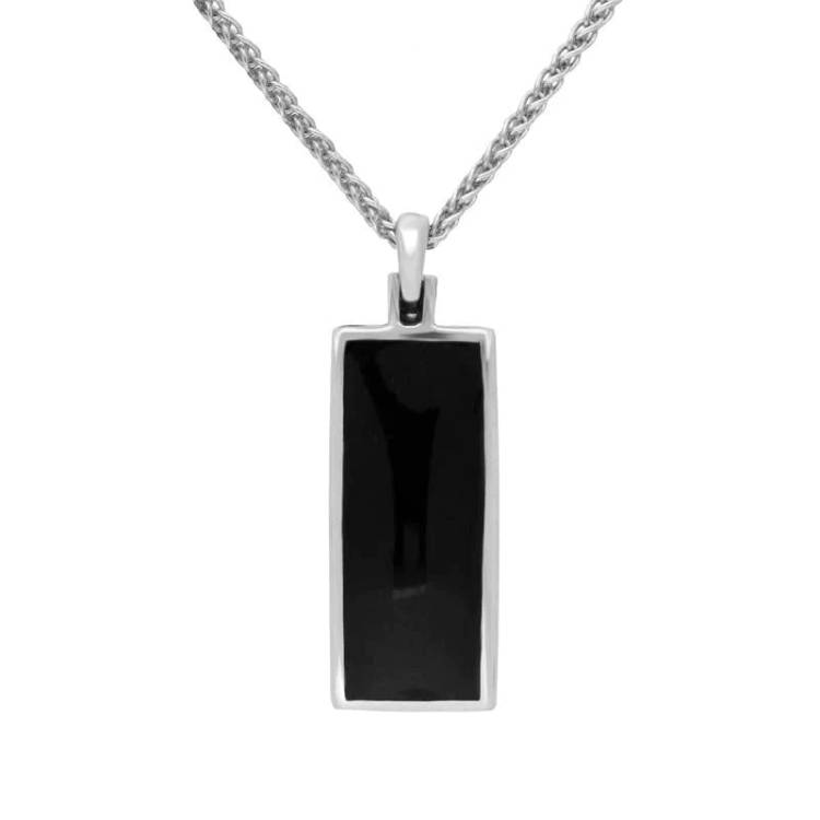 Sterling Silver Blue John Whitby Jet Double Sided Fob Necklace - Silver