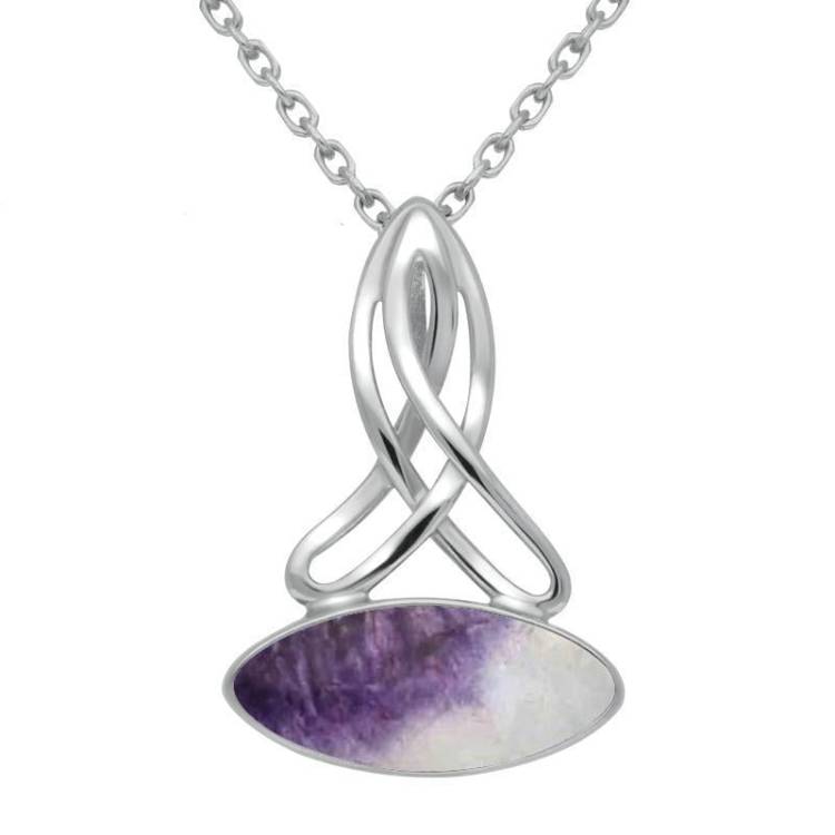 Sterling Silver Blue John Wide Marquise Celtic Necklace - Option1 Value Silver