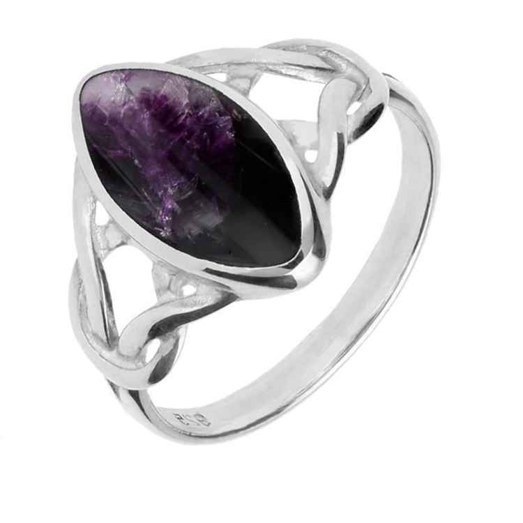 Sterling Silver Blue John Marquise Celtic Ring - Option1 Value Silver