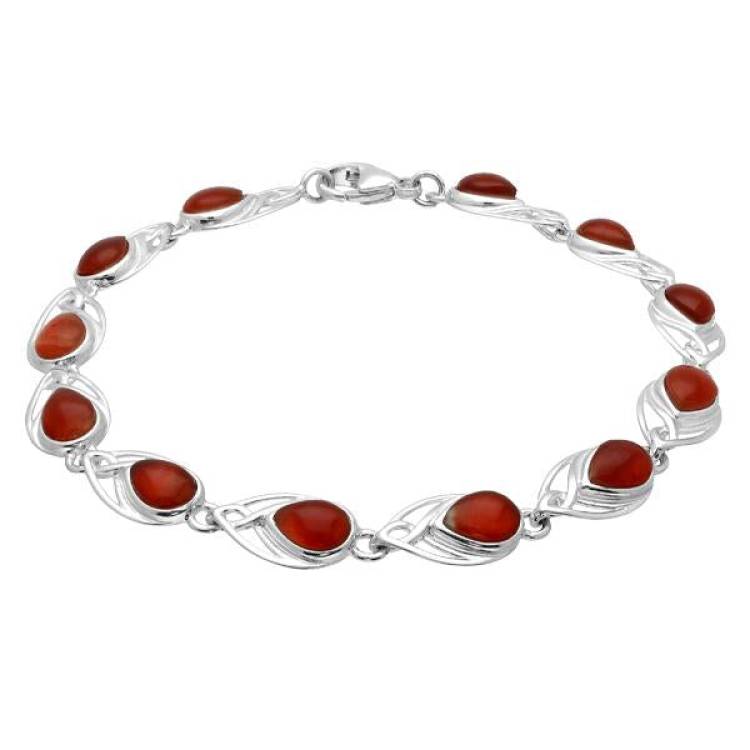 Sterling Silver Carnelian Celtic Pear Shaped Bracelet - Silver