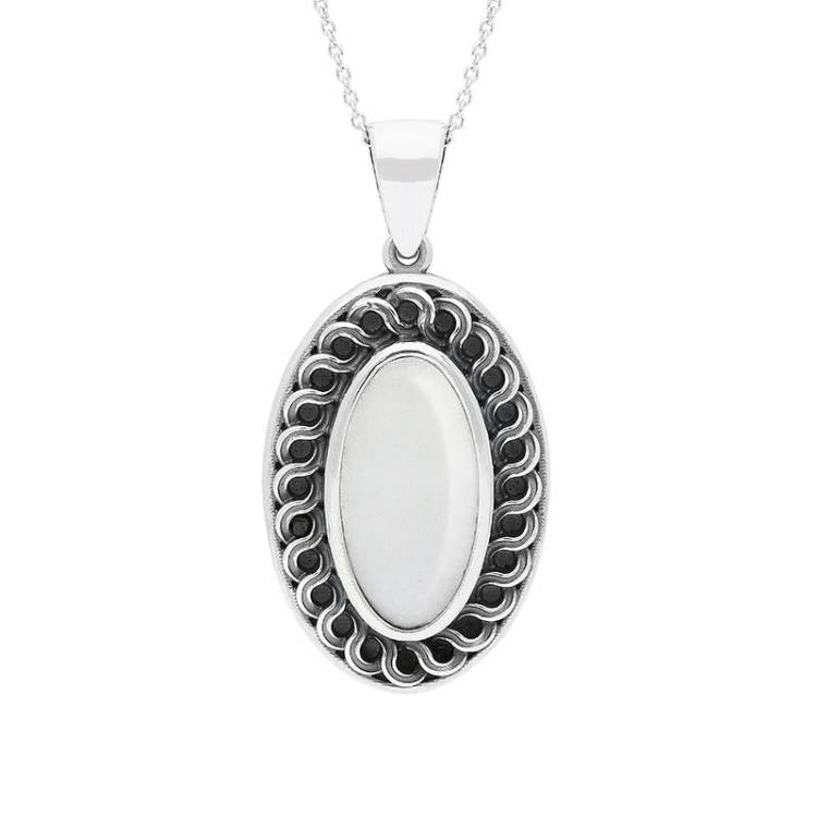 Sterling Silver Carrara Marble Crescent Large Necklace - Option1 Value Silver