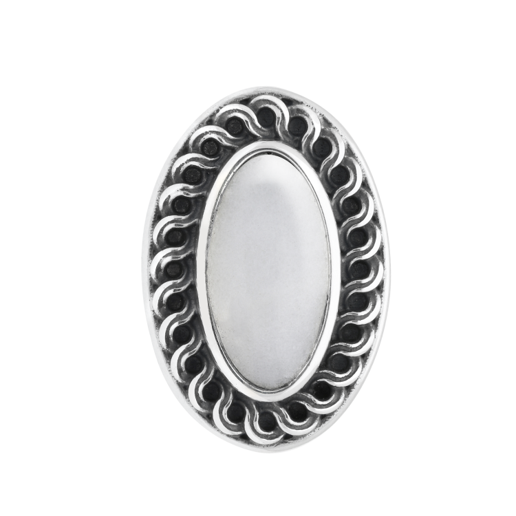 Sterling Silver Carrara Marble Crescent Pin Brooch - Option1 Value Silver
