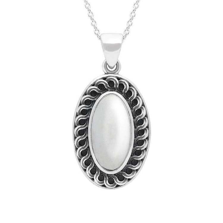 Sterling Silver Carrara Marble Crescent Small Necklace - Option1 Value Silver