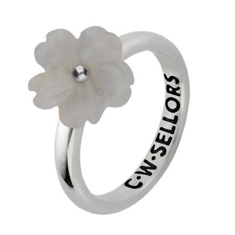 Sterling Silver Chalcedony Tuberose 10mm Gypsophila Ring - Silver