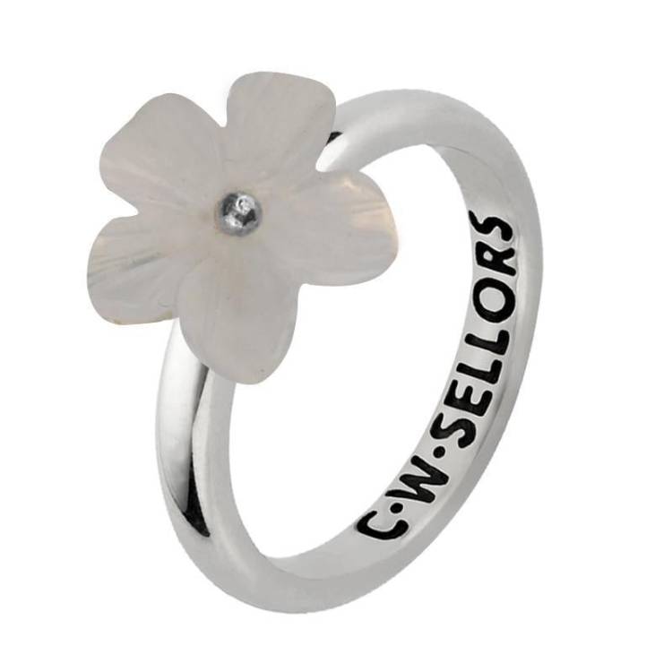 Sterling Silver Chalcedony Tuberose 12mm Desert Rose Ring - Silver