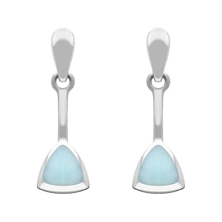 Sterling Silver Chrysoprase Curved Triangle Drop Earrings - Silver