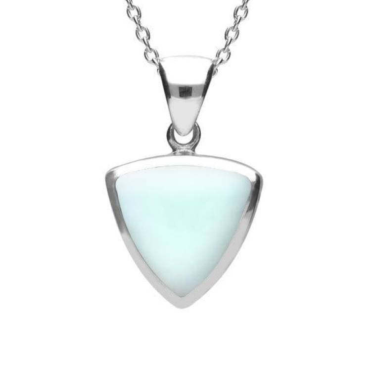 Sterling Silver Chrysoprase Curved Triangle Necklace - Silver