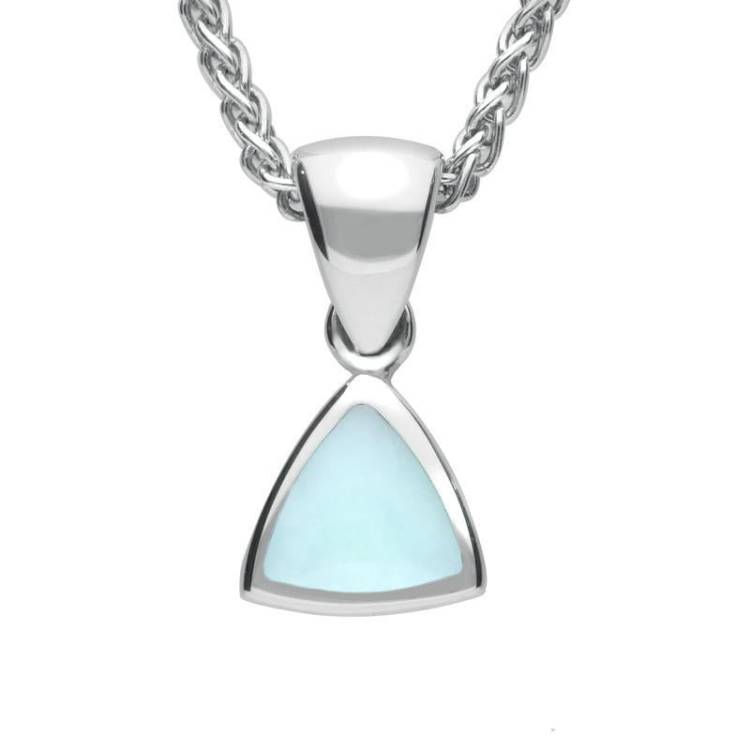 Sterling Silver Chrysoprase Curved Triangle Small Necklace - Silver