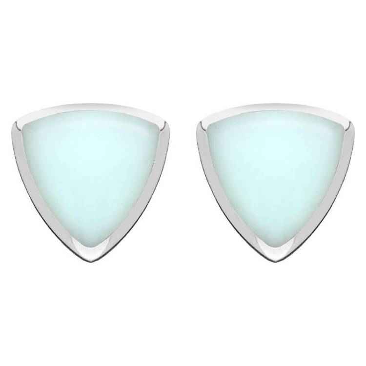 Sterling Silver Chrysoprase Curved Triangle Stud Earrings - Option1 Value Silver