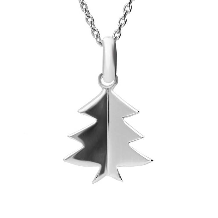 Sterling Silver Cut Out Christmas Tree Necklace - Option1 Value Silver