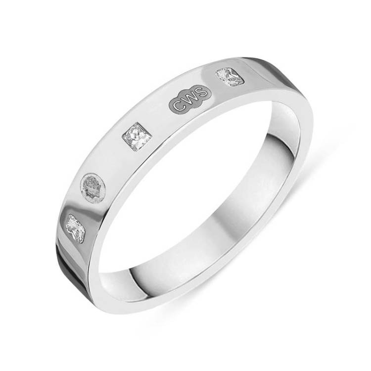 Sterling Silver 0.18ct Diamond King's Coronation Hallmark Princess Cut 4mm Ring - Y
