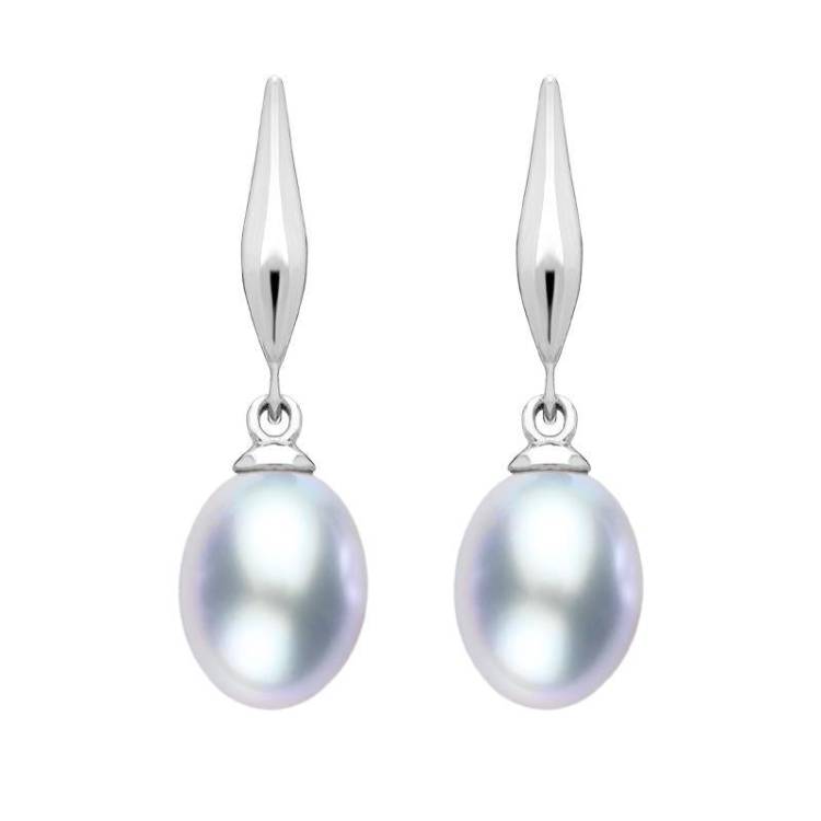 Sterling Silver Grey Pearl Drop Earrings