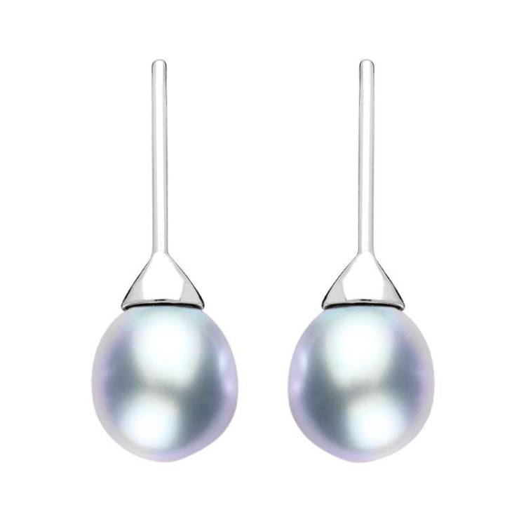 Sterling Silver Grey Pearl Hook Drop Earrings