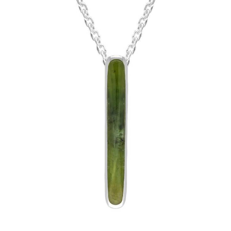 Sterling Silver Jade Lineaire Drop Oval Necklace