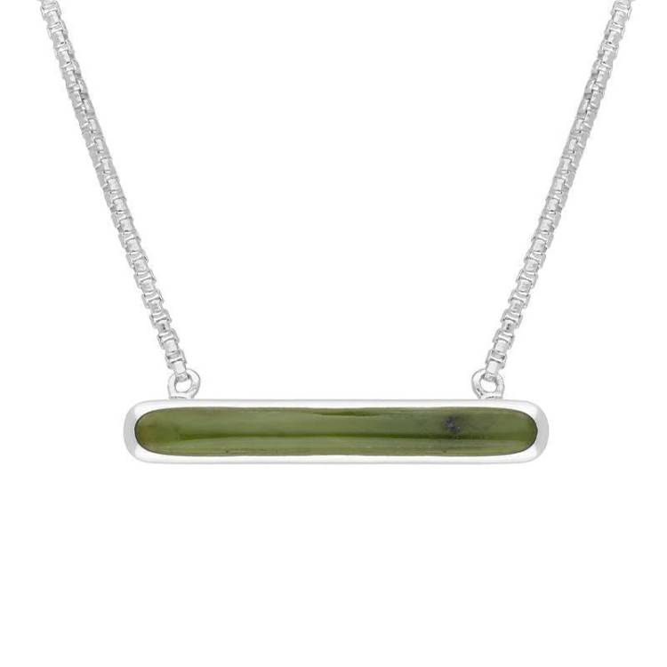 Sterling Silver Jade Lineaire Oval Pendant Necklace