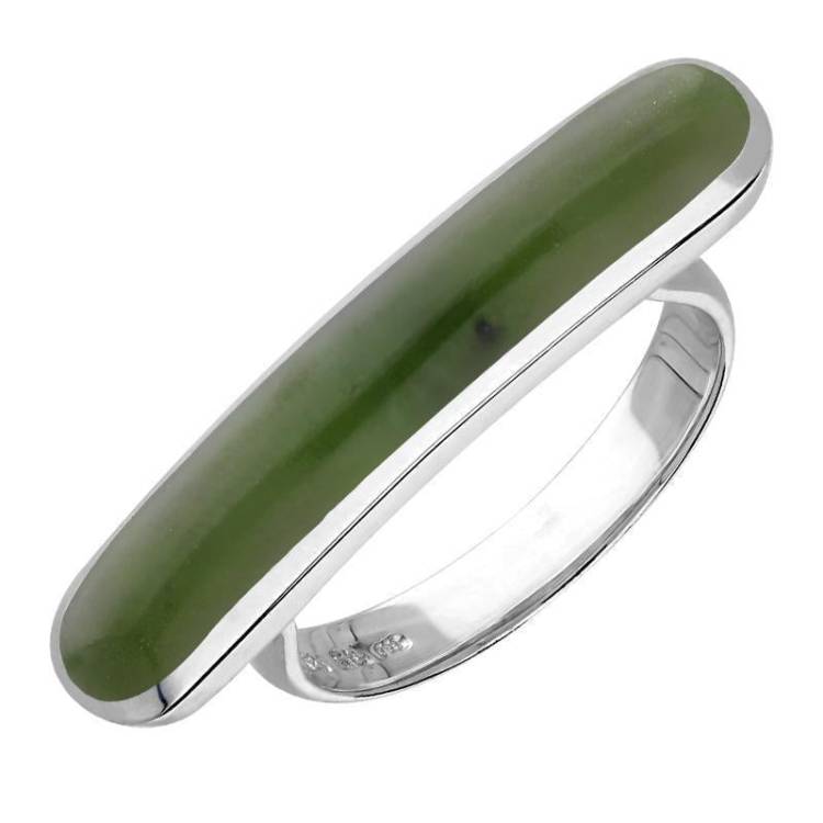 Sterling Silver Jade Lineaire Long Oval Ring