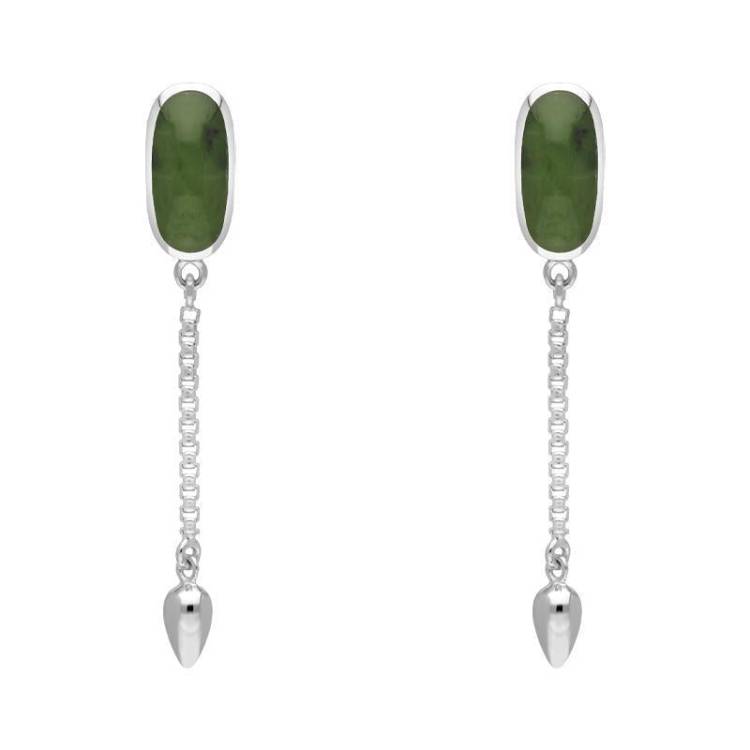 Sterling Silver Jade Lineaire Medium Drop Stud Earrings