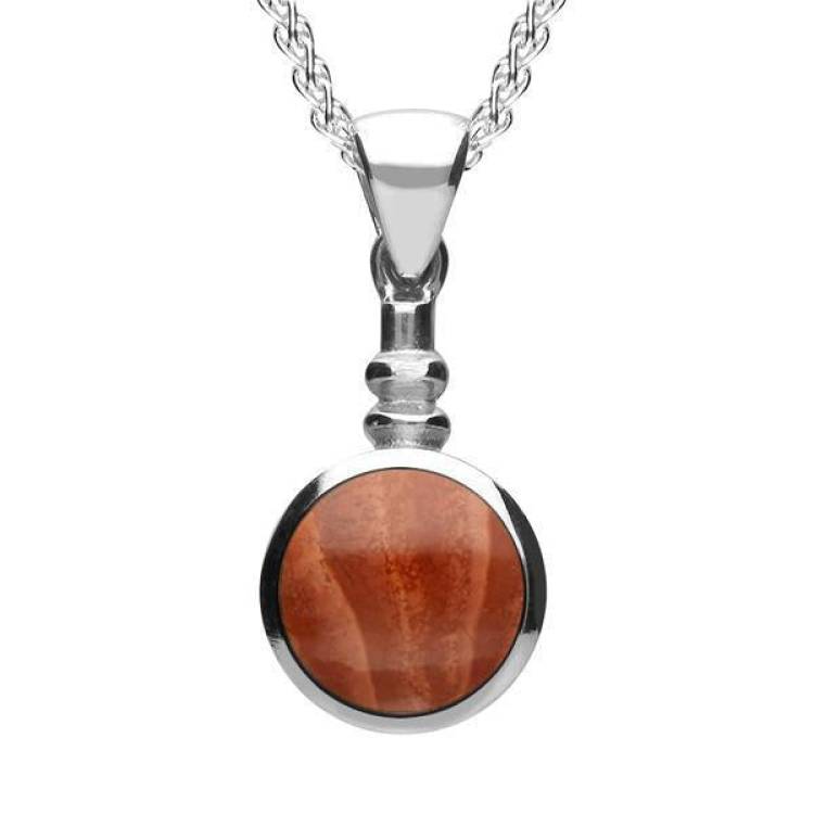 Sterling Silver Jasper Bottle Top Necklace - Silver