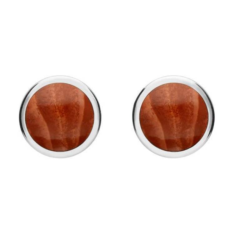 Sterling Silver Jasper Round Stud Earrings