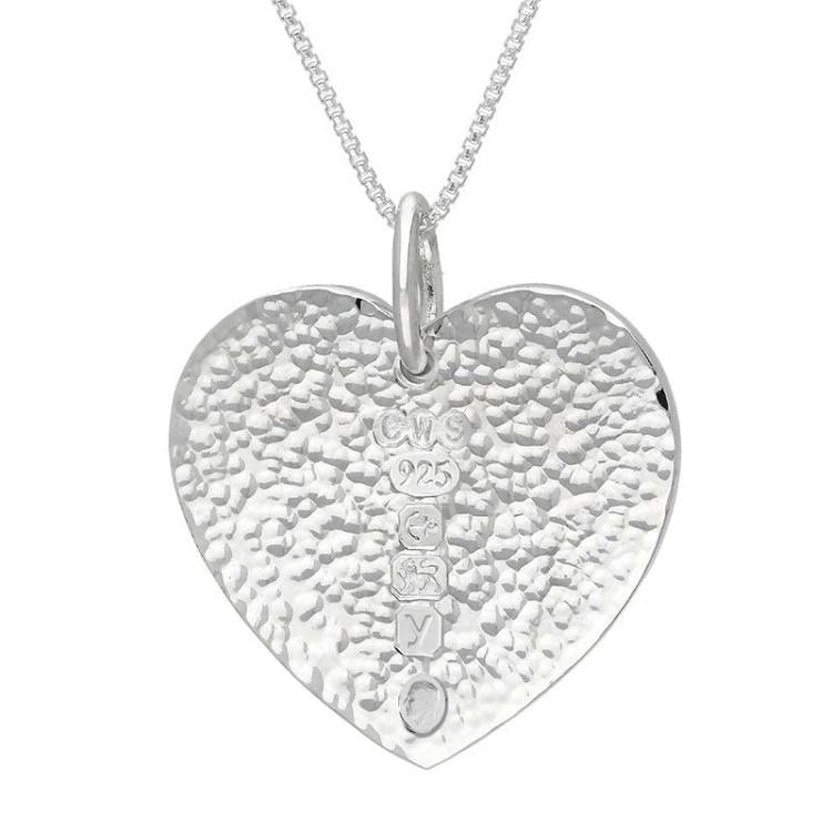 Sterling Silver King's Coronation Hallmark Hammered Heart Large Pendant D