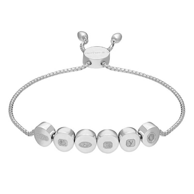 Sterling Silver King's Coronation Hallmark Round Disc Adjustable Bracelet D