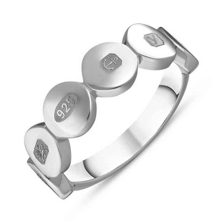 Sterling Silver King's Coronation Hallmark Round Disc Ring D - J