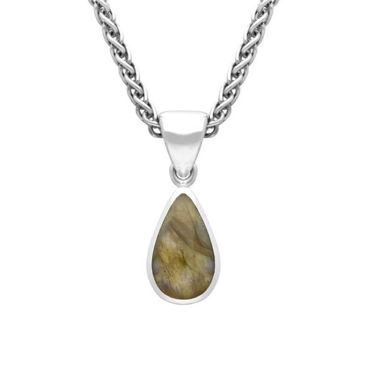 Sterling Silver Labradorite Dinky Pear Necklace - Silver