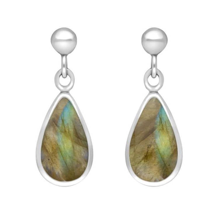 Sterling Silver Labradorite Drinky Tear Shaped Drop Earrings