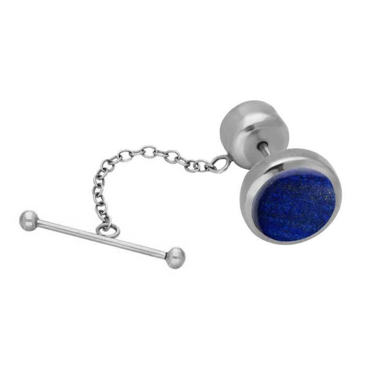Sterling Silver Lapis Lazuli Circle Tie Pin