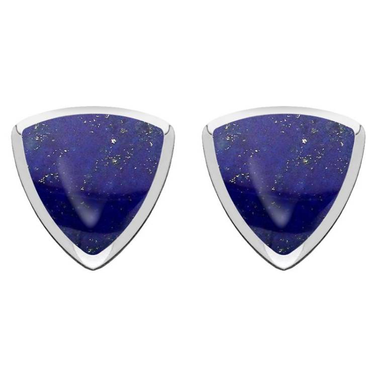 Sterling Silver Lapis Lazuli Curved Triangle Stud Earrings - Option1 Value Silver