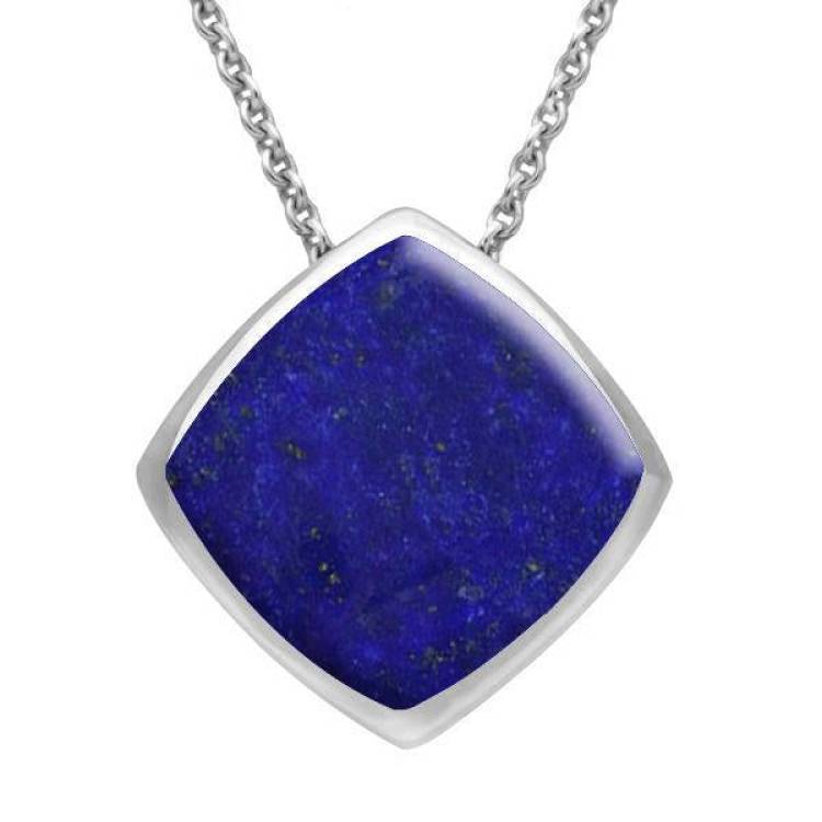 Sterling Silver Lapis Lazuli Cushion Necklace - Silver