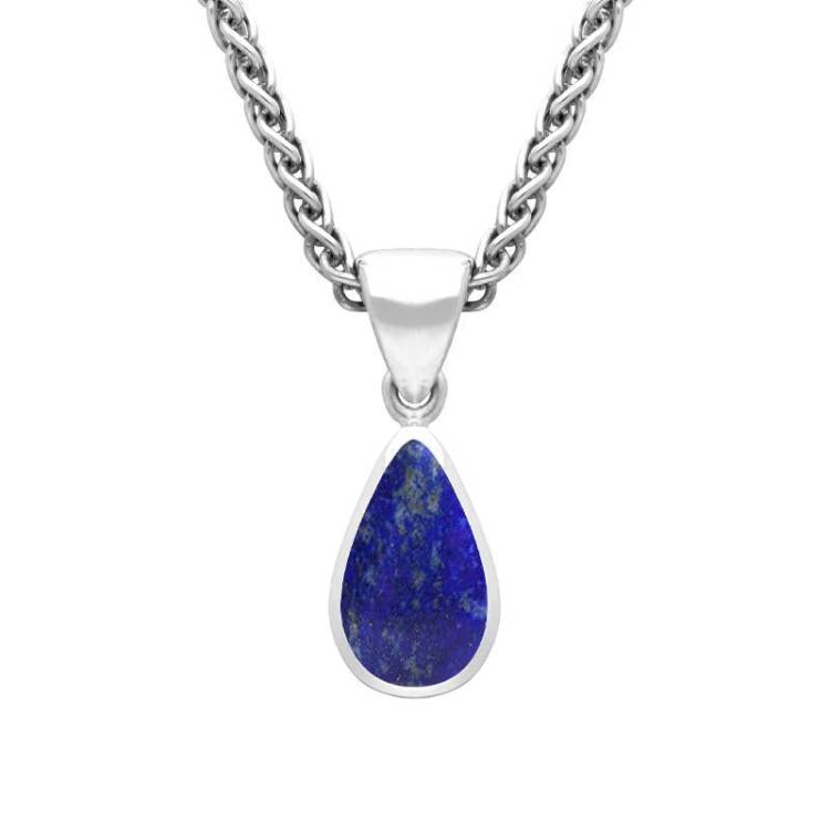 Sterling Silver Lapis Lazuli Dinky Pear Necklace - Silver