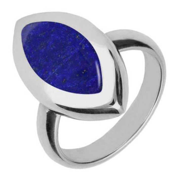 Sterling Silver Lapis Lazuli Framed Marquise Ring - Option1 Value Silver