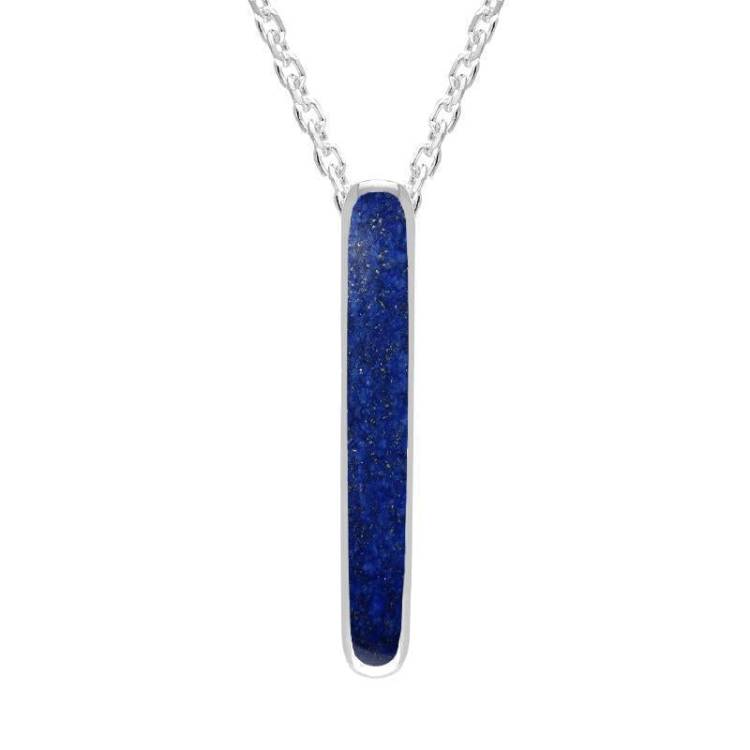 Sterling Silver Lapis Lazuli Lineaire Drop Oval Necklace