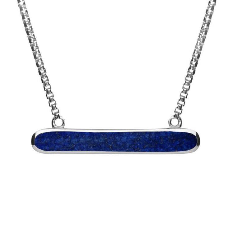 Sterling Silver Lapis Lazuli Lineaire Oval Necklace