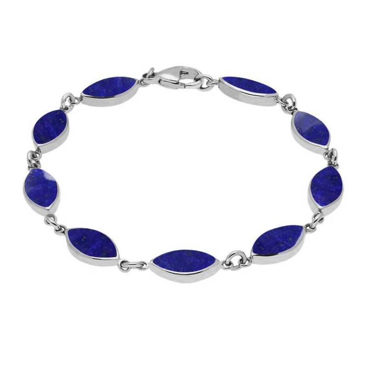 Sterling Silver Lapis Lazuli Marquise Bracelet - Option1 Value Silver