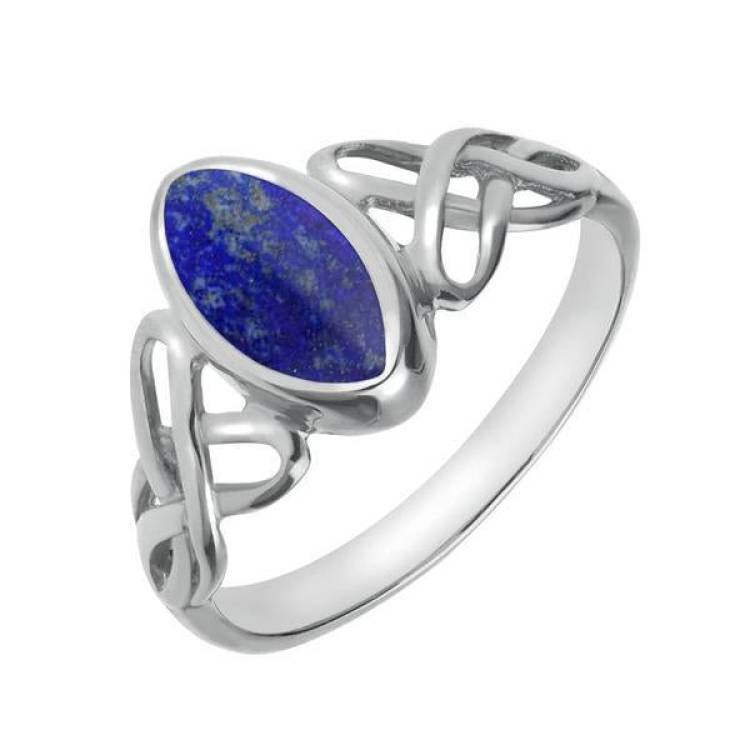 Sterling Silver Lapis Lazuli Marquise Celtic Ring - Option1 Value