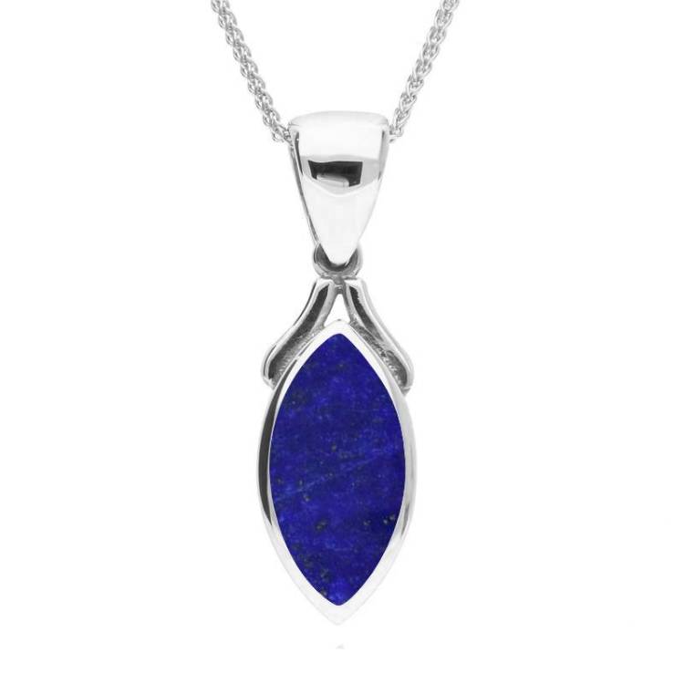 Sterling Silver Lapis Lazuli Marquise Necklace - Option1 Value Silver
