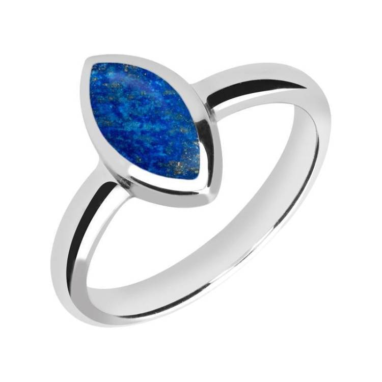 Sterling Silver Lapis Lazuli Marquise Ring - Silver
