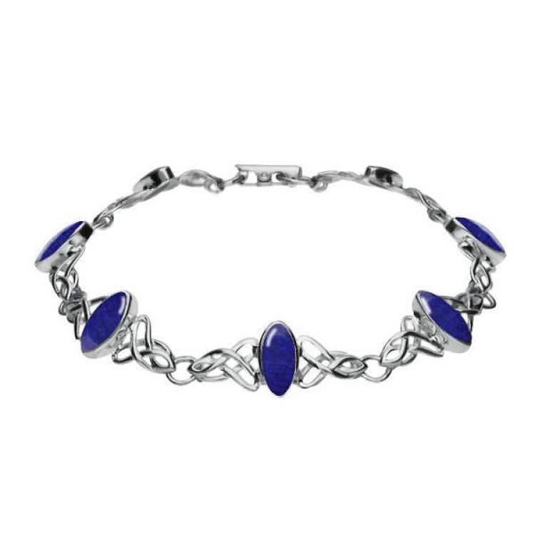 Sterling Silver Lapis Lazuli Marquise Shaped Celtic Bracelet - Option1 Value Silver