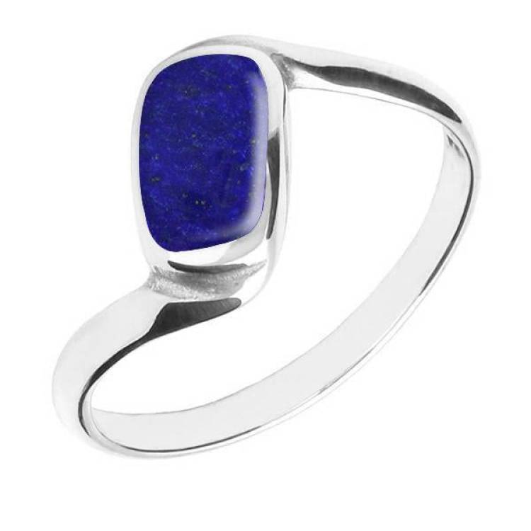 Sterling Silver Lapis Lazuli Oblong Twist Ring - Option1 Value Silver