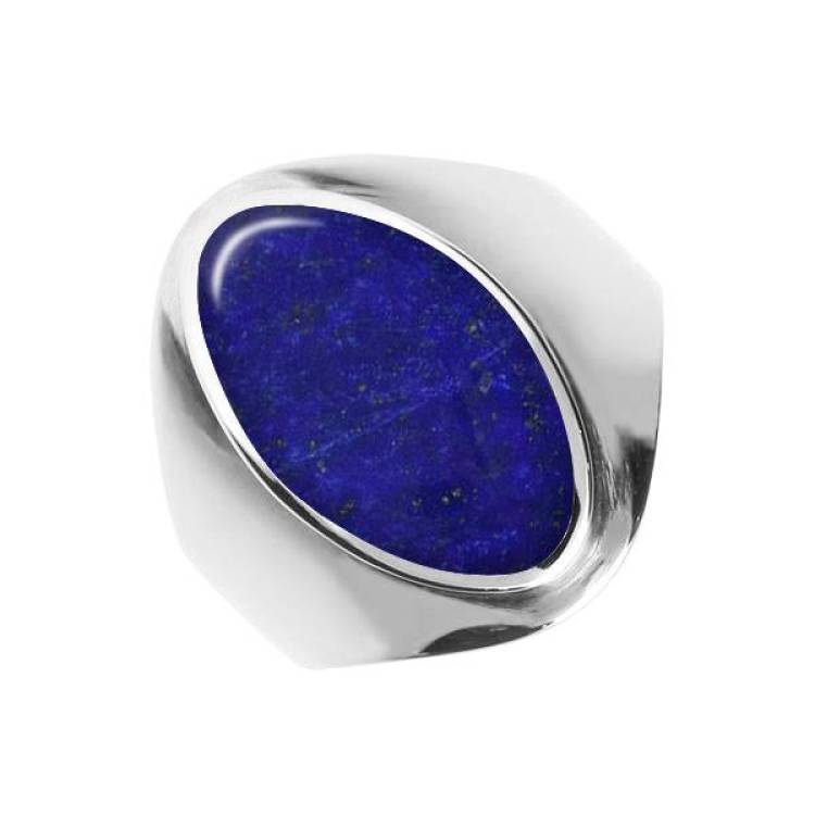Sterling Silver Lapis Lazuli Oval Ring - Option1 Value Silver