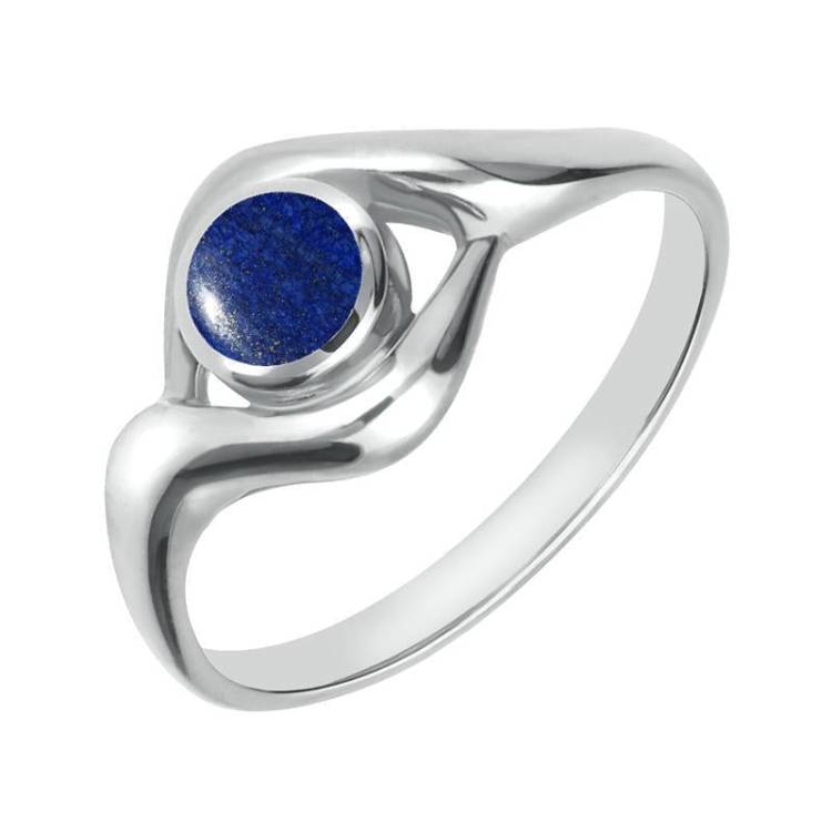 Sterling Silver Lapis Lazuli Round Twist Ring - Silver