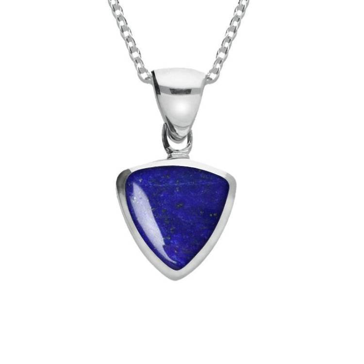 Sterling Silver Lapis Lazuli Small Curved Triangle Necklace - Option1 Value Silver