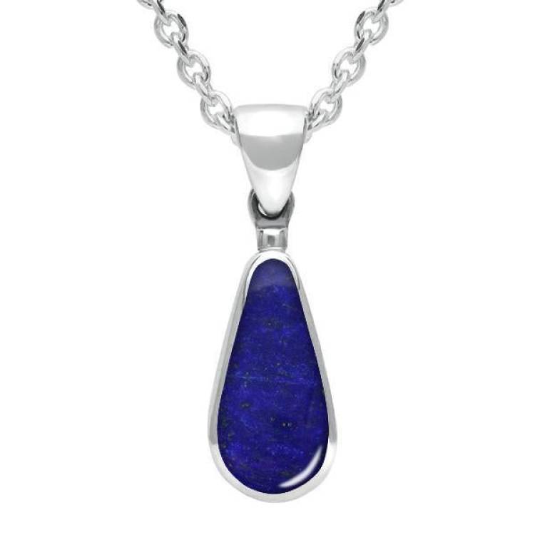 Sterling Silver Lapis Lazuli Small Pear Necklace